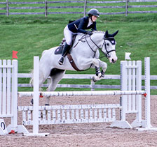 Photo of a horse jumping with rider. Link to Gifts of Appreciated Securities.